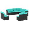 vidaXL Salon de jardin 11 pcs avec coussins noir r&eacute;sine tress&eacute;e