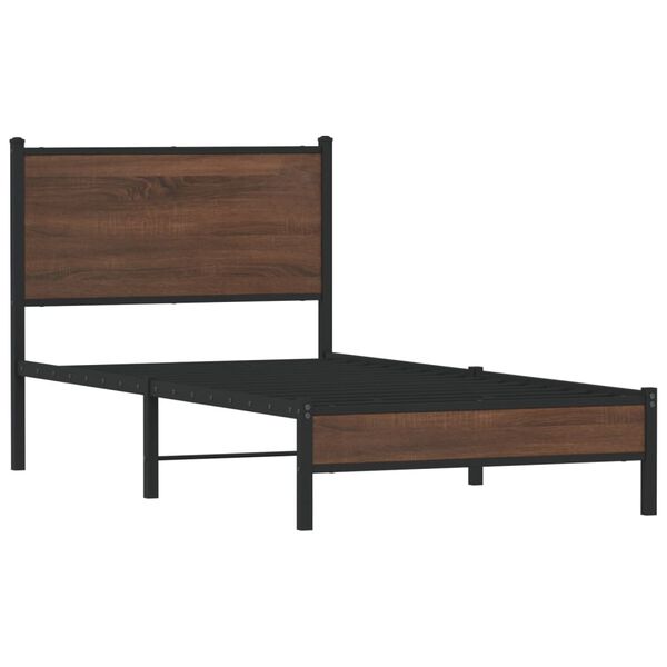 vidaXL Cadre de lit en métal sans matelas chêne marron 90x200 cm