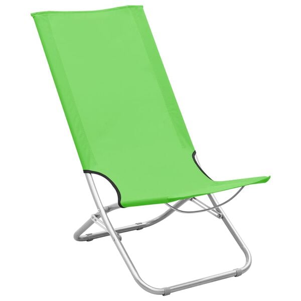 vidaXL Chaises de plage pliables lot de 2 Vert Tissu