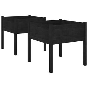 vidaXL Jardini&egrave;res 2 pcs Noir 70x70x70 cm Bois de pin massif