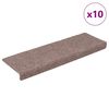 vidaXL Tapis d'escalier autocollants 10 pi&egrave;ces 65 x 21 x 4 cm marron clair Bord rectangulaire