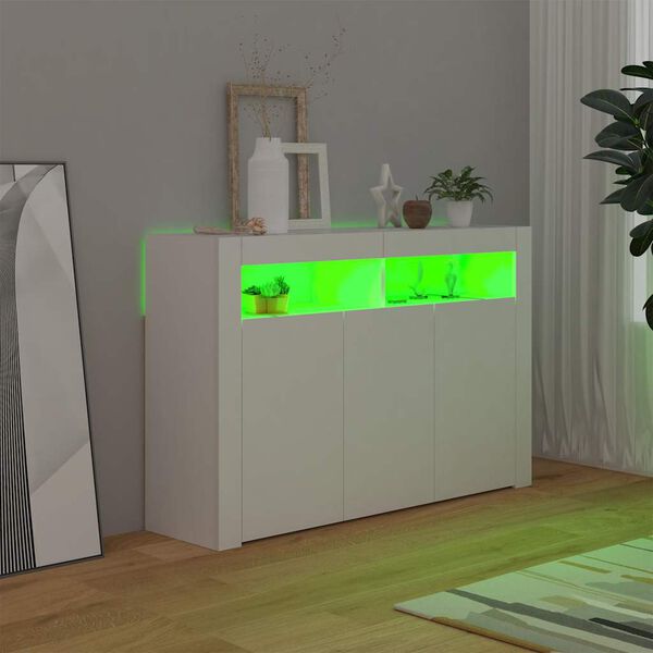 vidaXL Buffet avec lumières LED Blanc 115,5x30x75 cm