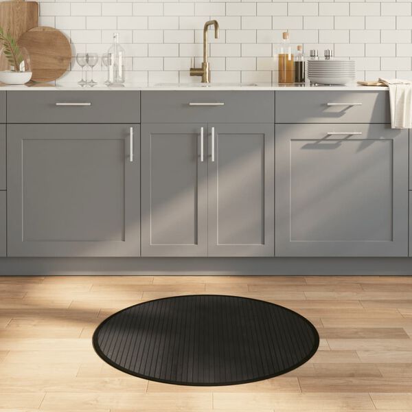 vidaXL Tapis rond noir 80 cm bambou