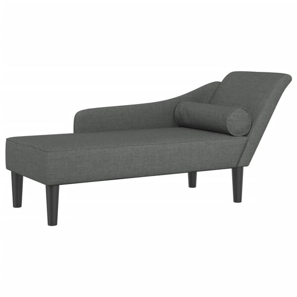 vidaXL Chaise longue avec coussins gris fonc&eacute; tissu