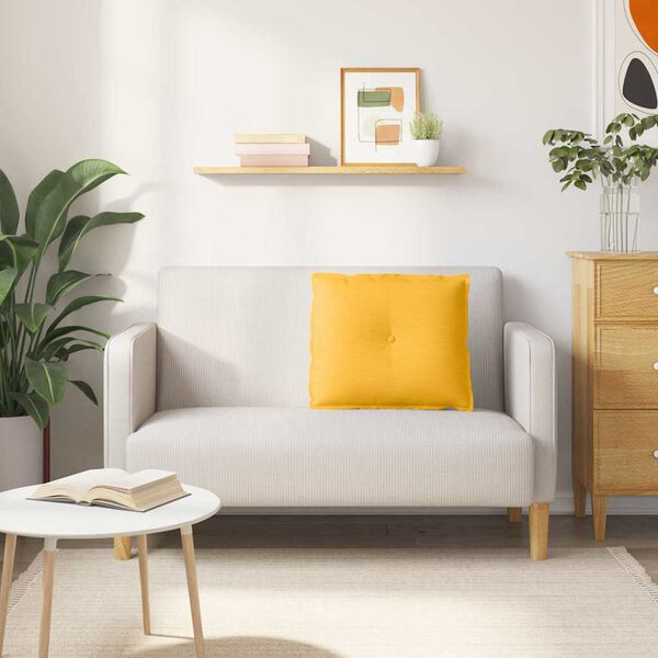 vidaXL Coussin de Dos Jaune clair 60 x 50 cm Tissu en velours c&ocirc;tel&eacute;