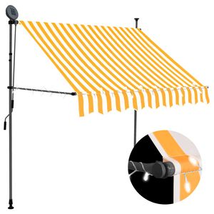 vidaXL Auvent manuel r&eacute;tractable avec LED 100 cm Blanc et orange