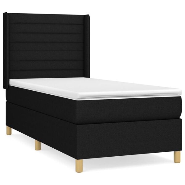 vidaXL Sommier &agrave; lattes de lit avec matelas Noir 100x200 cm Tissu