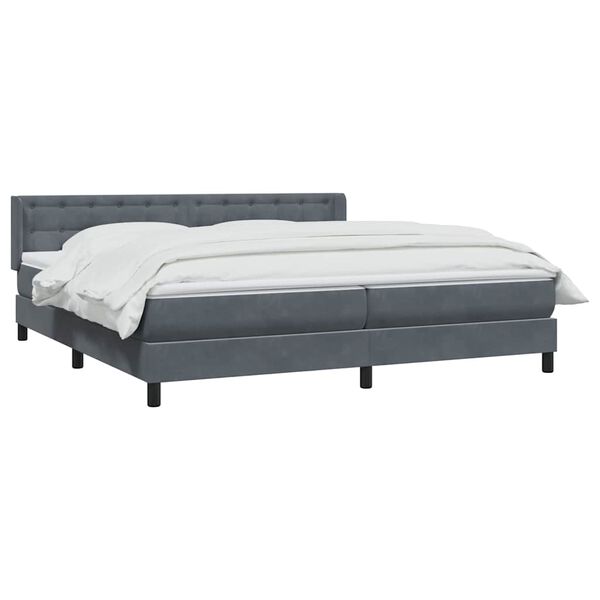 vidaXL Sommier &agrave; lattes de lit et matelas gris fonc&eacute; 180x210cm velours