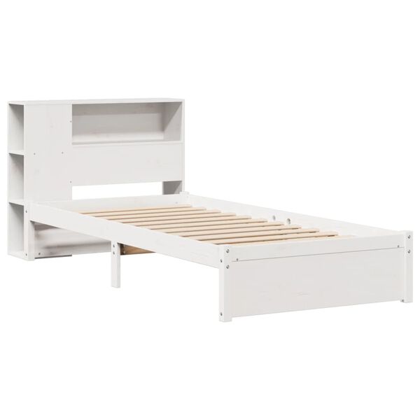 vidaXL Lit biblioth&egrave;que sans matelas blanc 100x200 cm bois pin massif
