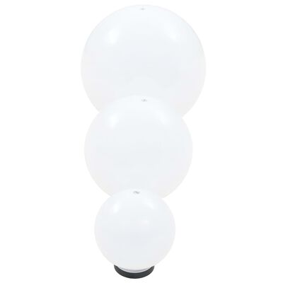 vidaXL Jeu de lampe boule à LED 3 pcs PMMA sphérique 20/30/40 cm