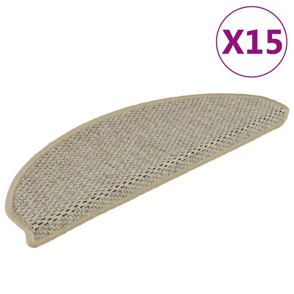 vidaXL Tapis d'escalier autocollants aspect sisal 15 pcs 65x21x4 cm