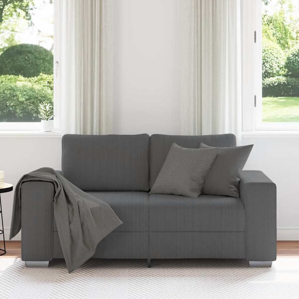 vidaXL Canap&eacute; causeuse gris fonc&eacute; 160x77x82 cm tissu velours c&ocirc;tel&eacute;