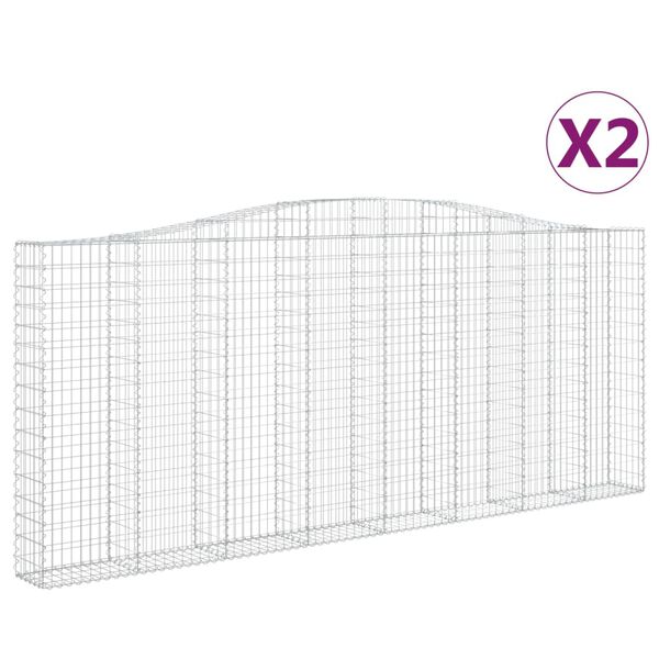 vidaXL Paniers &agrave; gabions arqu&eacute;s 2 pcs 400x30x160/180 cm Fer galvanis&eacute;