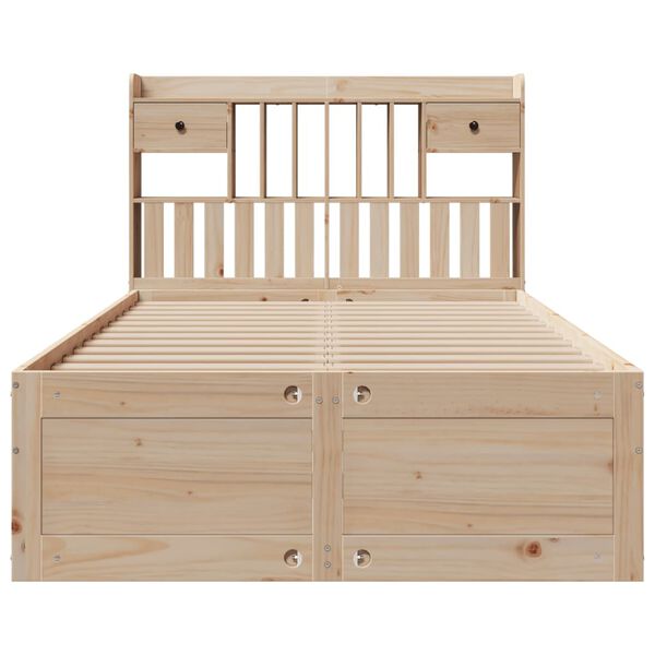 vidaXL Lit biblioth&egrave;que sans matelas 135x190 cm bois de pin massif