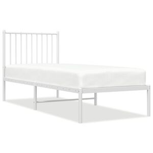 vidaXL Cadre de lit m&eacute;tal sans matelas avec t&ecirc;te de lit blanc 75x190cm