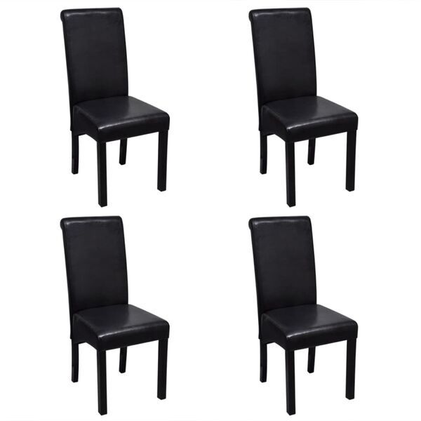 vidaXL Chaises &agrave; manger lot de 4 noir similicuir