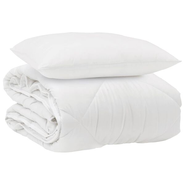 vidaXL Duvet toutes saisons avec oreiller 2 pcs Blanc Microfibre