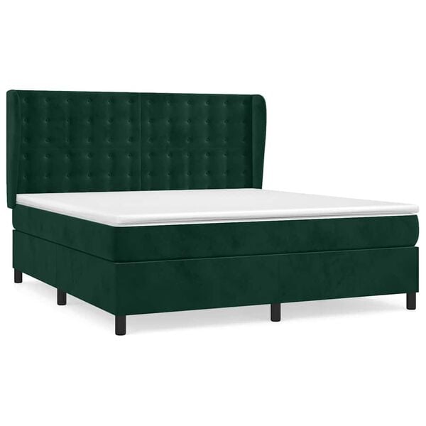 vidaXL Sommier &agrave; lattes de lit et matelas Vert fonc&eacute; 160x200cm Velours