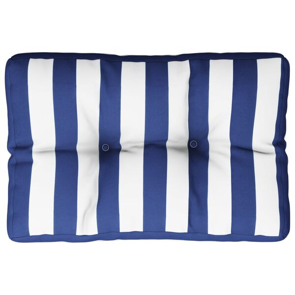 vidaXL Coussin de palette rayures bleues et blanches 60x40x12 cm tissu