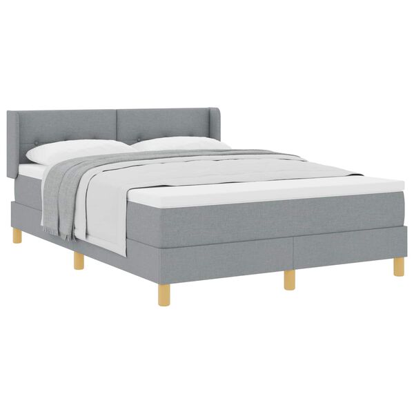 vidaXL Lit &agrave; ressorts avec matelas Gris clair 200 x 160 cm tissu