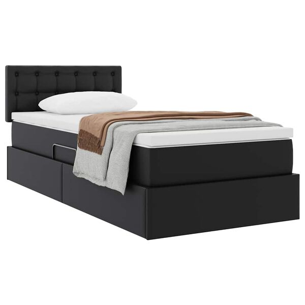 vidaXL Lit avec rangement et matelas Noir 100 x 200 cm Simili cuir