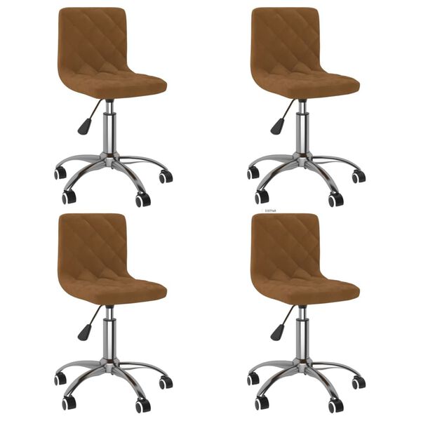 vidaXL Chaises &agrave; manger pivotantes lot de 4 Marron Velours