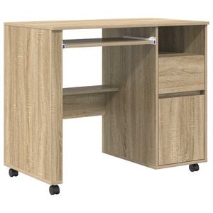 vidaXL Bureau avec roues Ch&ecirc;ne Sonoma Bois d'ing&eacute;nierie