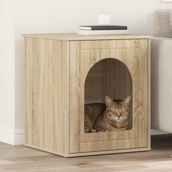 vidaXL Maison pour chat Sonoma 53 x 52 x 62 cm Bois d'ing&eacute;nierie
