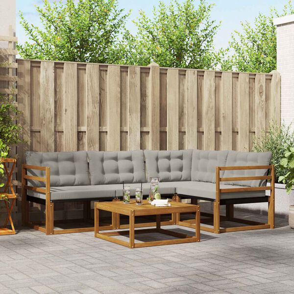 vidaXL Ensemble de canap&eacute;s d'ext&eacute;rieur 5 pcs Gris Naturel et Clair