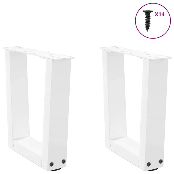 vidaXL Pieds de table basse en forme de V, 2 pi&egrave;ces, blanc, 30 x (30-31,3) cm, acier
