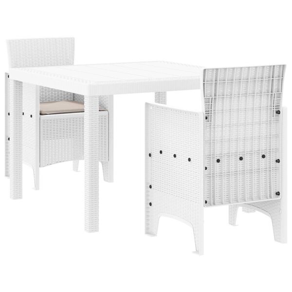 vidaXL Ensemble de salle à manger pour jardin 3 pcs Blanc Rattan Polt