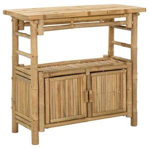 vidaXL Table console avec &eacute;tag&egrave;re Naturel 80 x 35 x 75 cm Bambou