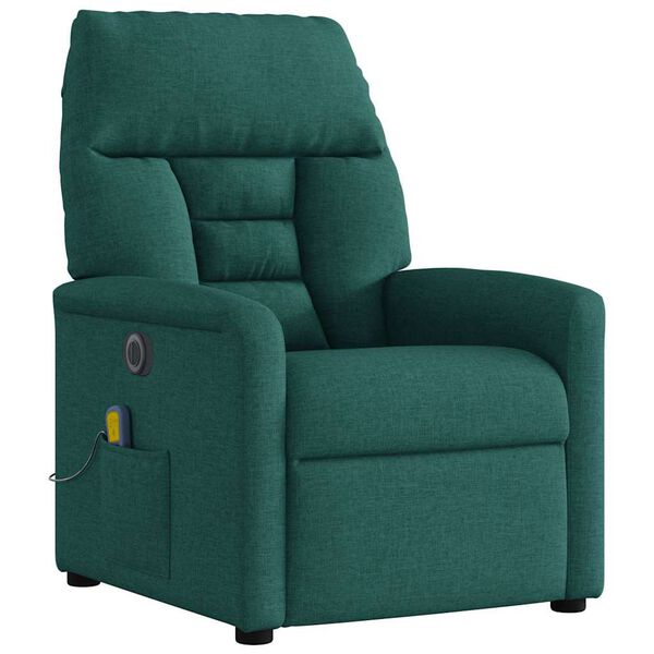 vidaXL Fauteuil de massage inclinable &eacute;lectrique Vert fonc&eacute; Tissu