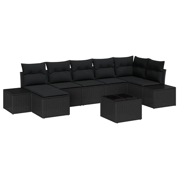 vidaXL Ensemble de canap&eacute; de jardin avec coussin 7 pcs Noir polyrotin