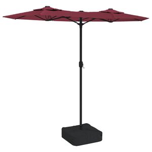 vidaXL Parasol de jardin &agrave; double t&ecirc;te rouge bordeaux 316x145 cm