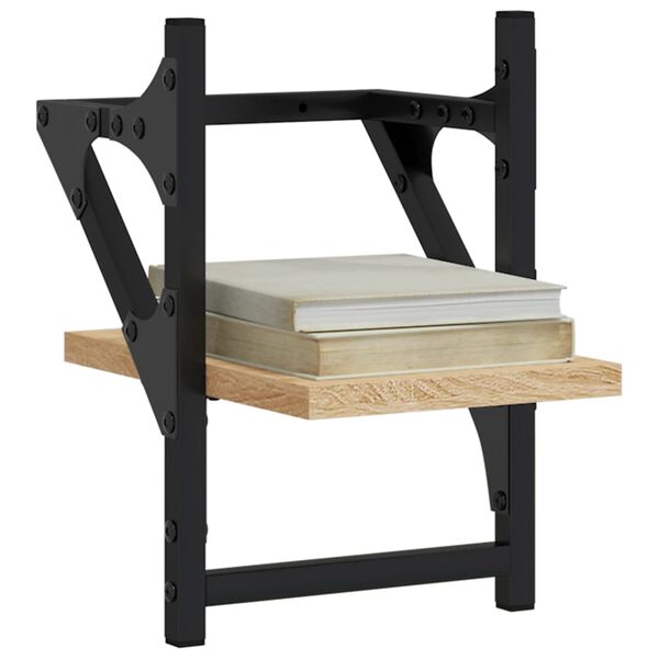 vidaXL Étagères murales avec barres 2 pcs chêne sonoma 20x25x30 cm