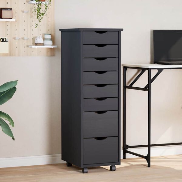 vidaXL Armoire roulante avec tiroirs MOSS gris bois de pin solide