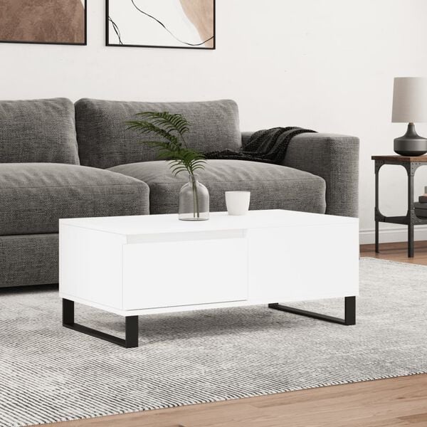 vidaXL Table basse Blanc 90x50x36,5 cm Bois d'ing&eacute;nierie