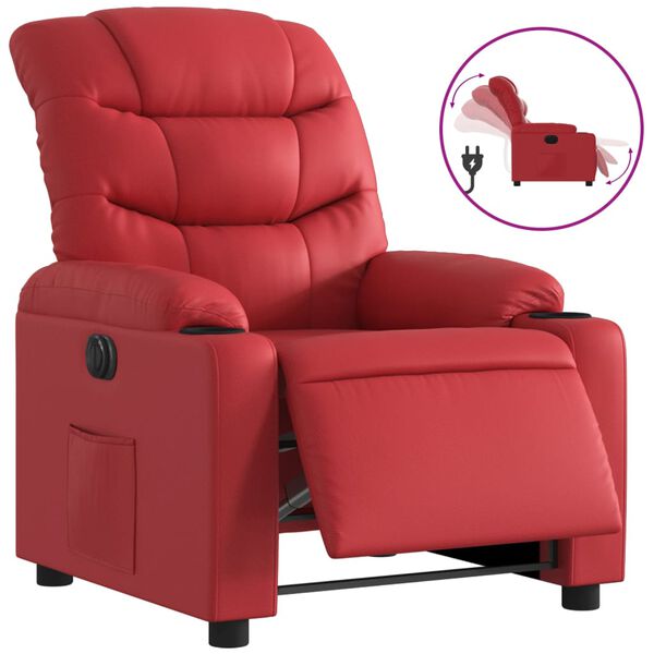 vidaXL Fauteuil inclinable &eacute;lectrique Rouge Similicuir