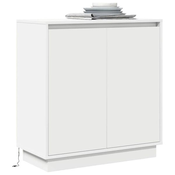 vidaXL Buffet LED avec porte Blanc 71 x 34,5 x 75 cm Bois d'ing&eacute;nierie