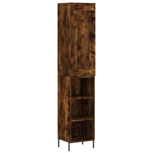 vidaXL Buffet haut Chêne fumé 34,5x34x180 cm Bois d'ingénierie