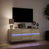 vidaXL Meuble TV mural avec lumi&egrave;res LED ch&ecirc;ne sonoma 130x31x45 cm