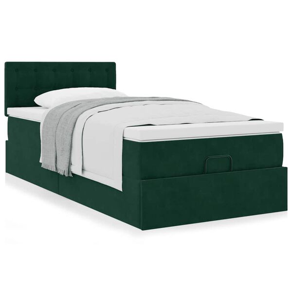 vidaXL Cadre de lit ottoman avec matelas vert fonc&eacute; 80x200 cm velours
