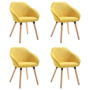 vidaXL Chaises &agrave; manger lot de 4 jaune tissu