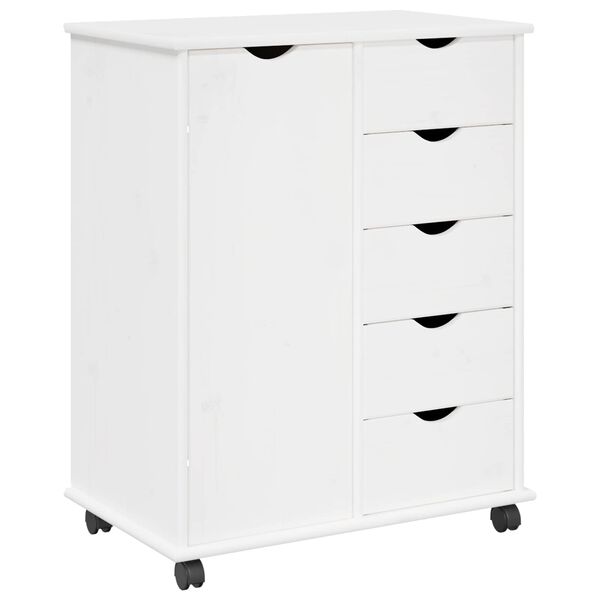 vidaXL Cabinet roulant Blanc 63,5 x 39 x 79 cm Bois de Pin Massif