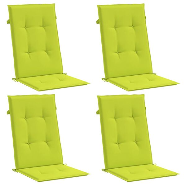 vidaXL Coussins de chaise de jardin &agrave; dossier haut lot de 4 vert vif