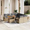 vidaXL Salon de jardin avec coussins 9 pcs beige résine tressée