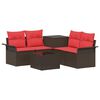 vidaXL Ensemble de Canap&eacute;s 6 pc 4-Nombre de places Marron et rouge
