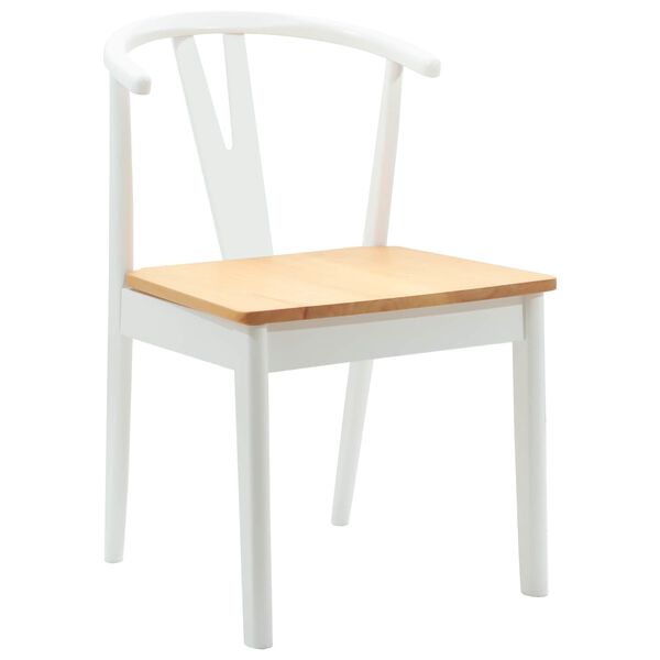 vidaXL Chaise de salle &agrave; manger 2 pcs Blanc et Naturel