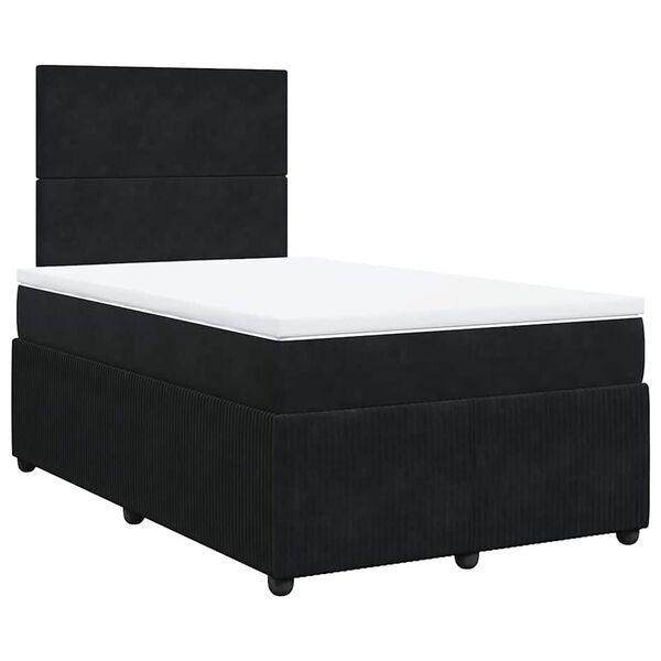 vidaXL Sommier &agrave; lattes de lit avec matelas Noir 120x200 cm Velours